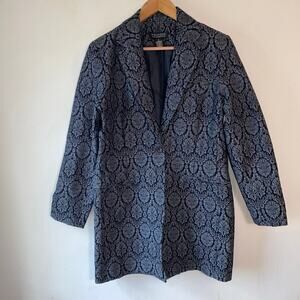 VTG Dialogue Jacquard Long Blazer Jacket Women’s SZ 8 Baroque Academia Elegant